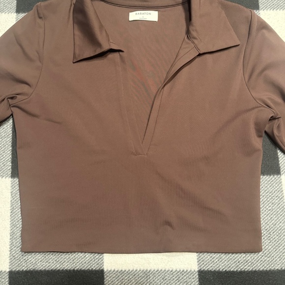 Babaton Contour Polo Long sleeve in Coffee Bean - Picture 3 of 5